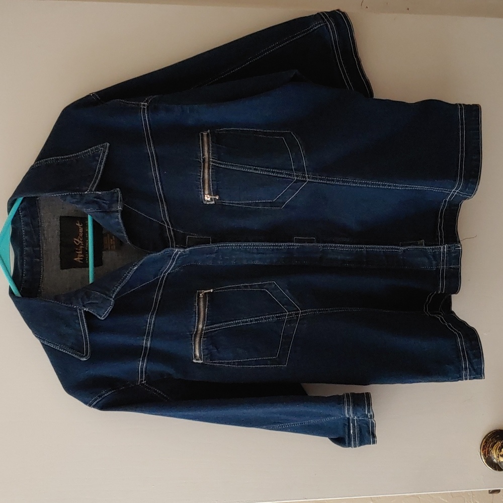 Ashley Stewart spandex denim 3/4 sleeve jean jacket